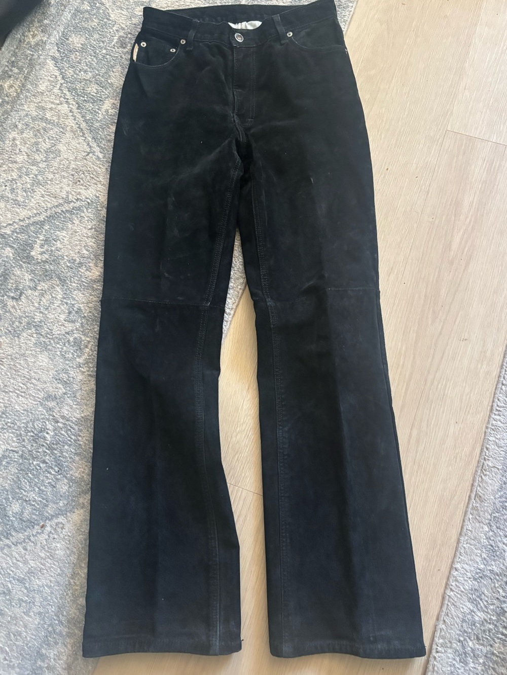 Vintage Skotts "Wash 2 Wear" (W2W) black suede leather pants.
